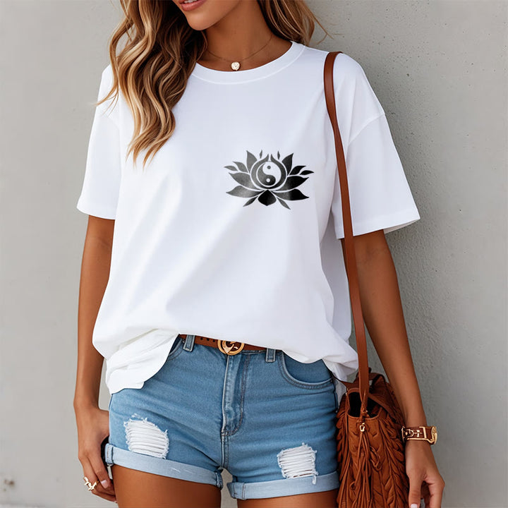 T-shirt avec motif de fleurs de lotus et de Buddha Stones - image 9