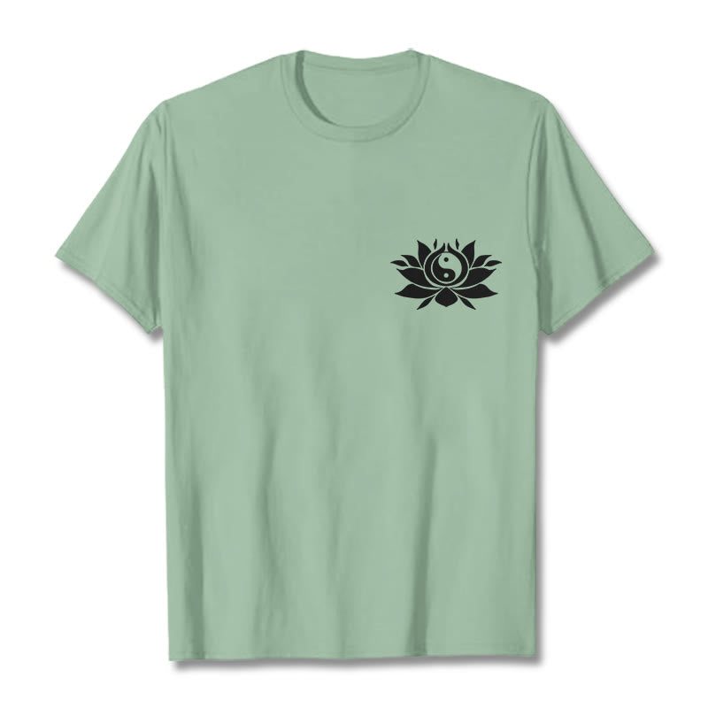 T-shirt avec motif de fleurs de lotus et de Buddha Stones - Vert pâle - 2XL - image 14