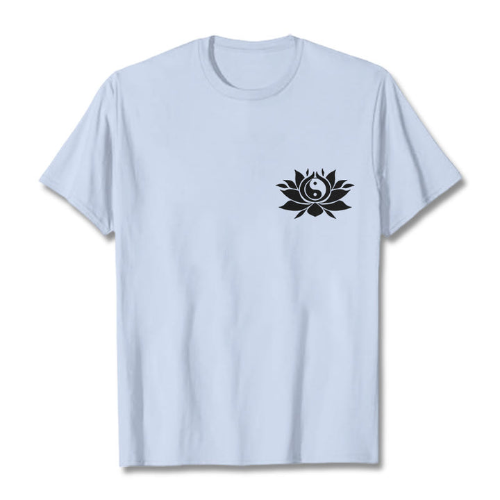 T-shirt avec motif de fleurs de lotus et de Buddha Stones - Cyan clair - 2XL - image 11