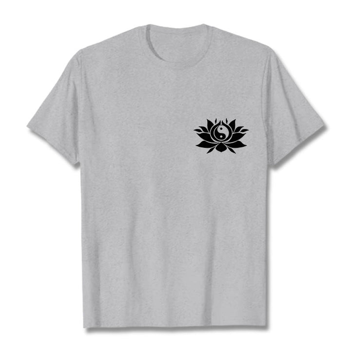 T-shirt avec motif de fleurs de lotus et de Buddha Stones - Gris clair - 2XL - image 10