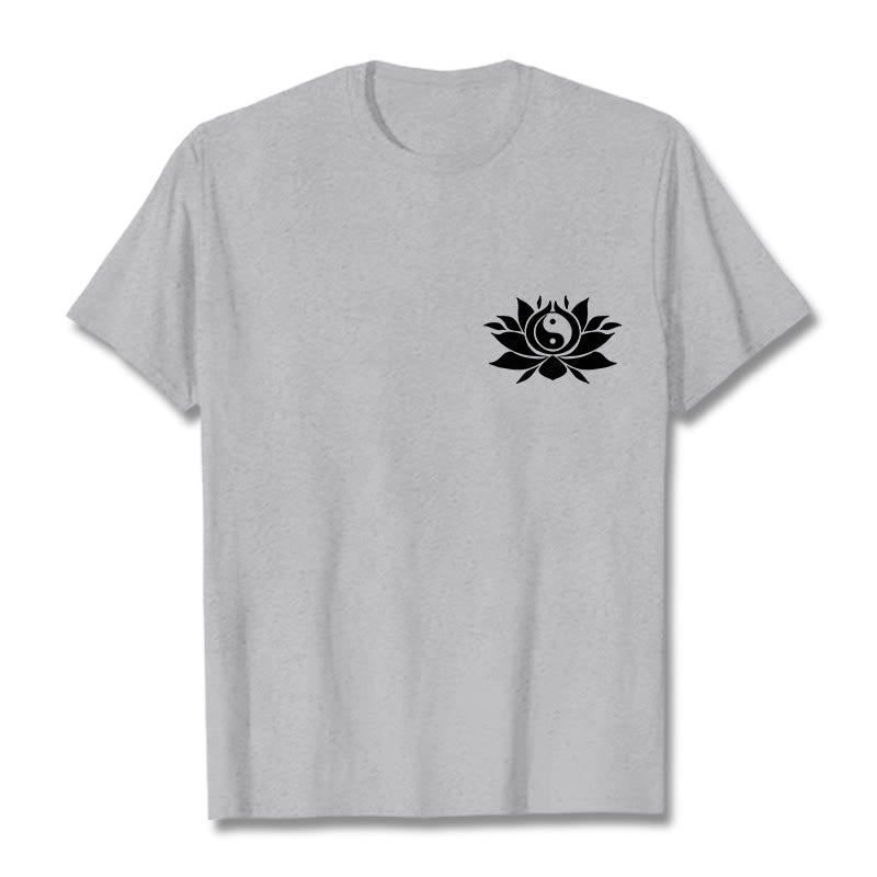 T-shirt avec motif de fleurs de lotus et de Buddha Stones - Gris clair - 2XL - image 11