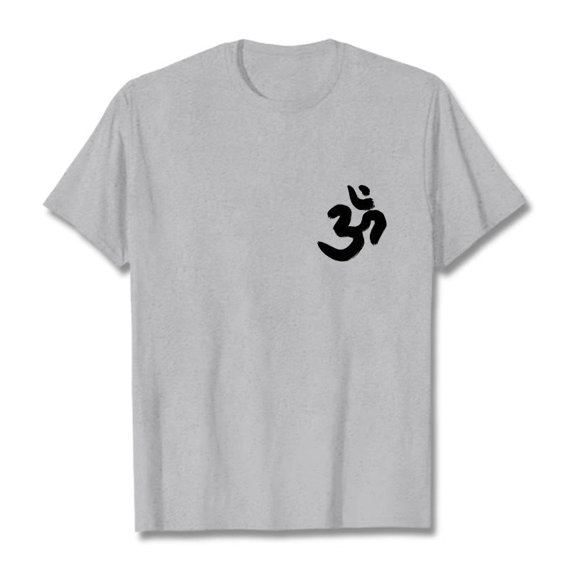 T-shirt sanskrit avec symbole Om et Buddha Stones - Gris clair - 2XL - image 11