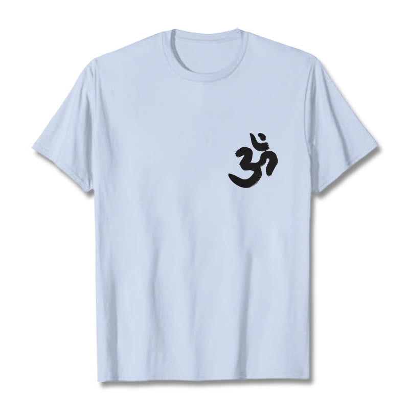 T-shirt sanskrit avec symbole Om et Buddha Stones - Cyan clair - 2XL - image 13