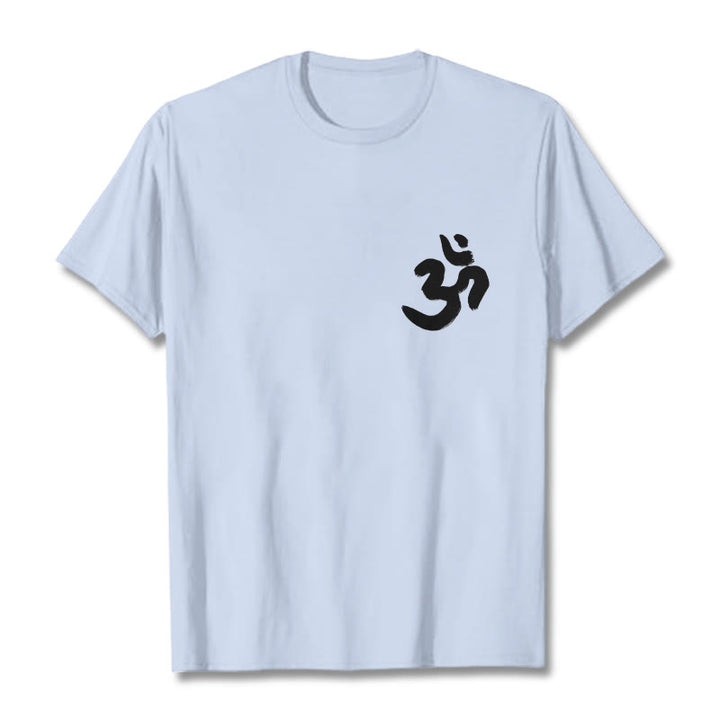 T-shirt sanskrit avec symbole Om et Buddha Stones - Cyan clair - 2XL - image 13