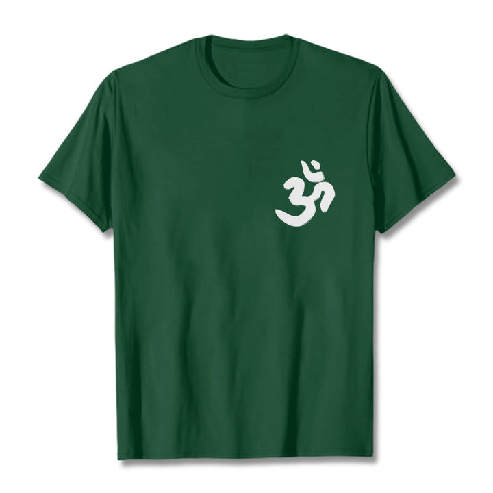 T-shirt sanskrit avec symbole Om et Buddha Stones - Vert forêt - 2XL - image 0