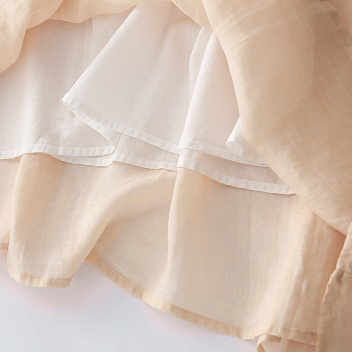 Robe mi-longue en coton et lin à manches longues avec boutons brodés de Buddha Stones et poches - image 11