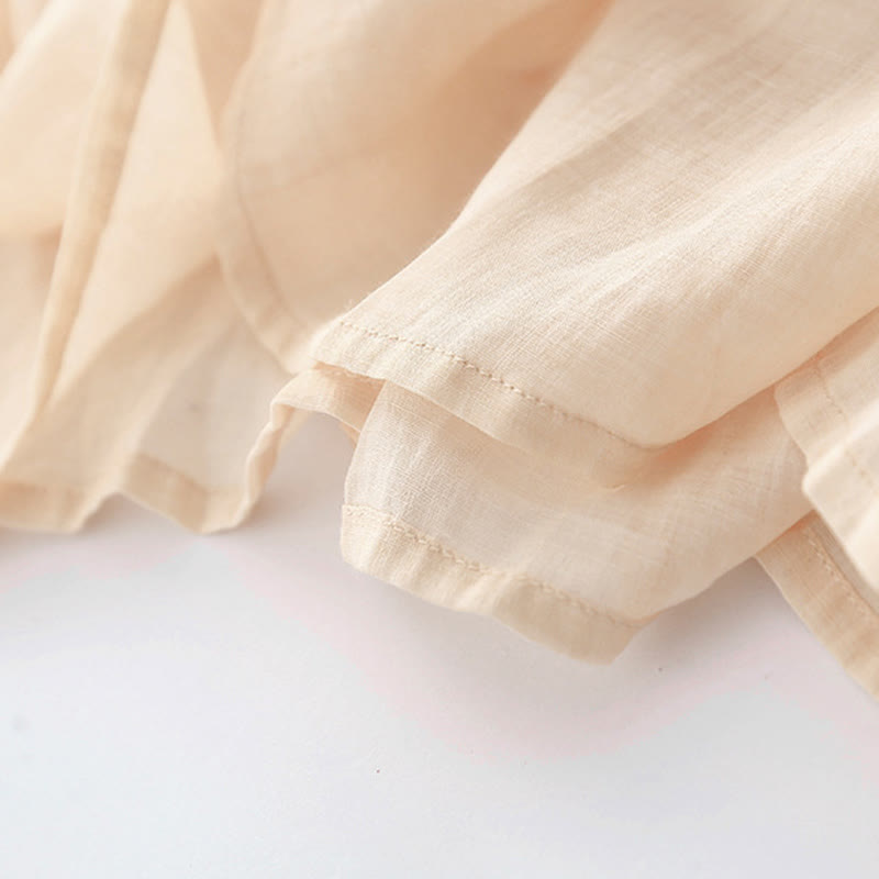 Robe mi-longue en coton et lin à manches longues avec boutons brodés de Buddha Stones et poches - image 13