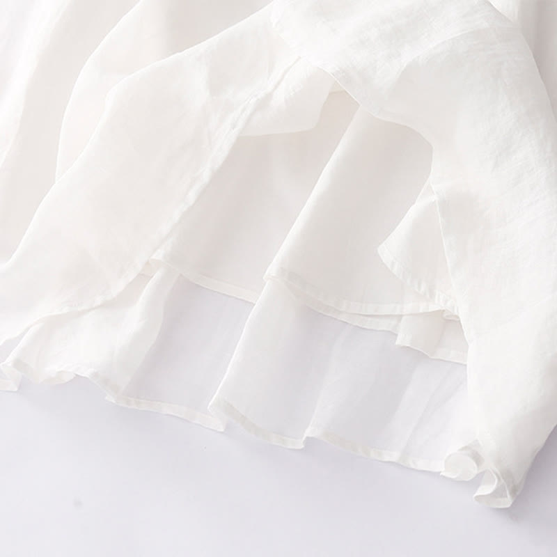 Robe mi-longue en coton et lin à manches longues avec boutons brodés de Buddha Stones et poches - image 23