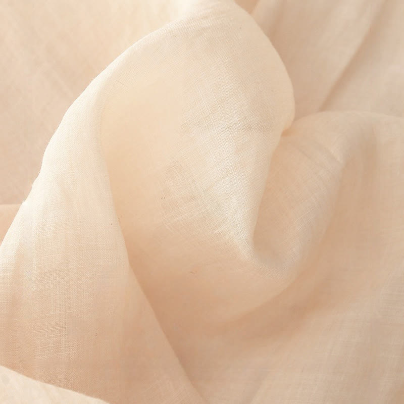 Robe mi-longue en coton et lin à manches longues avec boutons brodés de Buddha Stones et poches - image 10