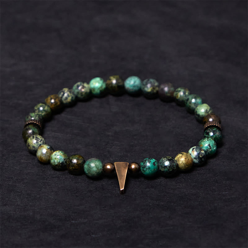 Bracelet d'équilibre en cuivre turquoise et Buddha Stones, design vintage vieilli