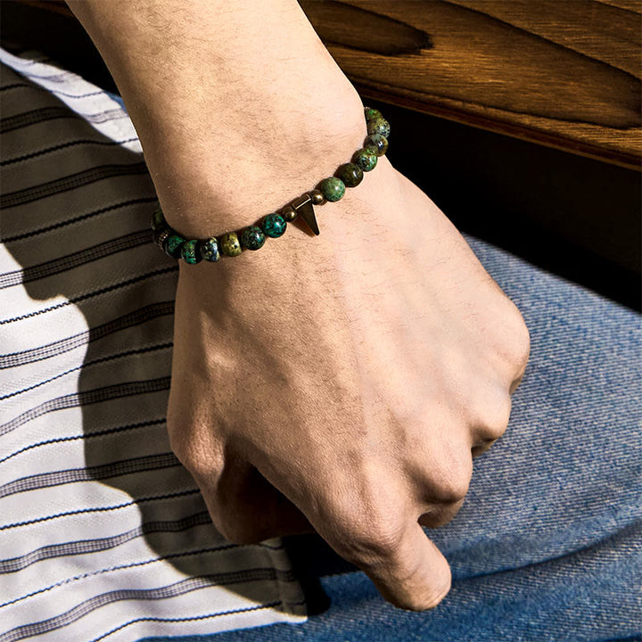 Bracelet d'équilibre en cuivre turquoise et Buddha Stones, design vintage vieilli