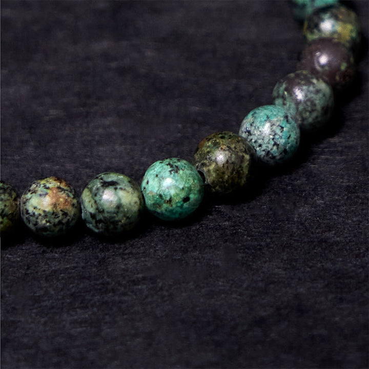 Bracelet d'équilibre en cuivre turquoise et Buddha Stones, design vintage vieilli