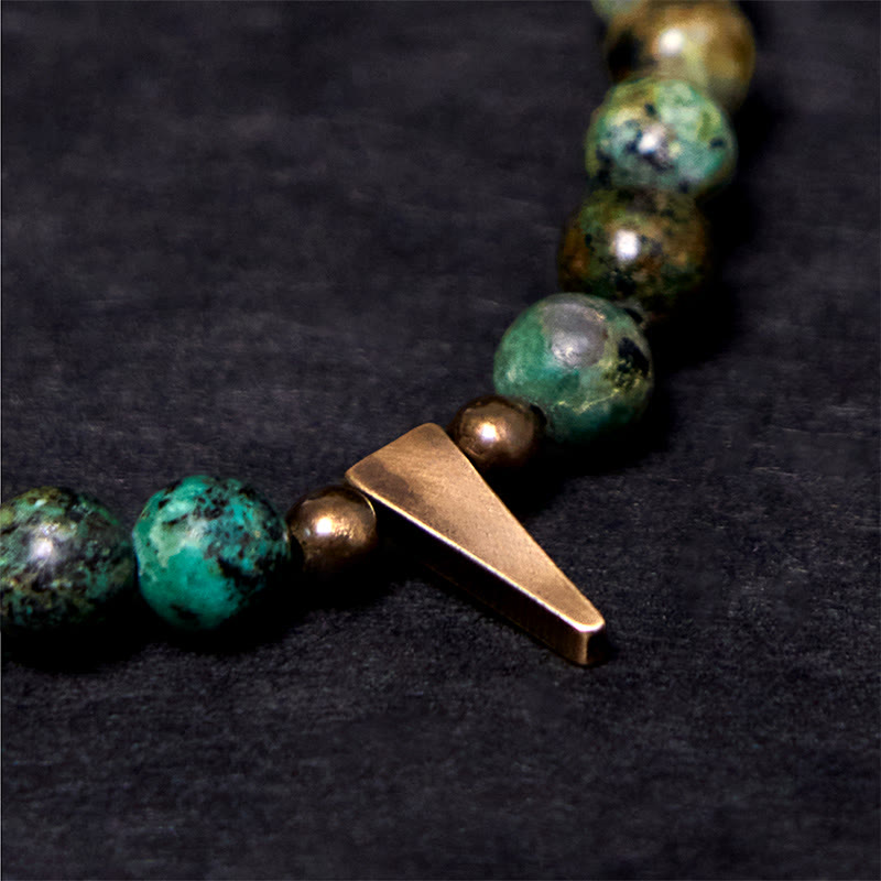 Bracelet d'équilibre en cuivre turquoise et Buddha Stones, design vintage vieilli