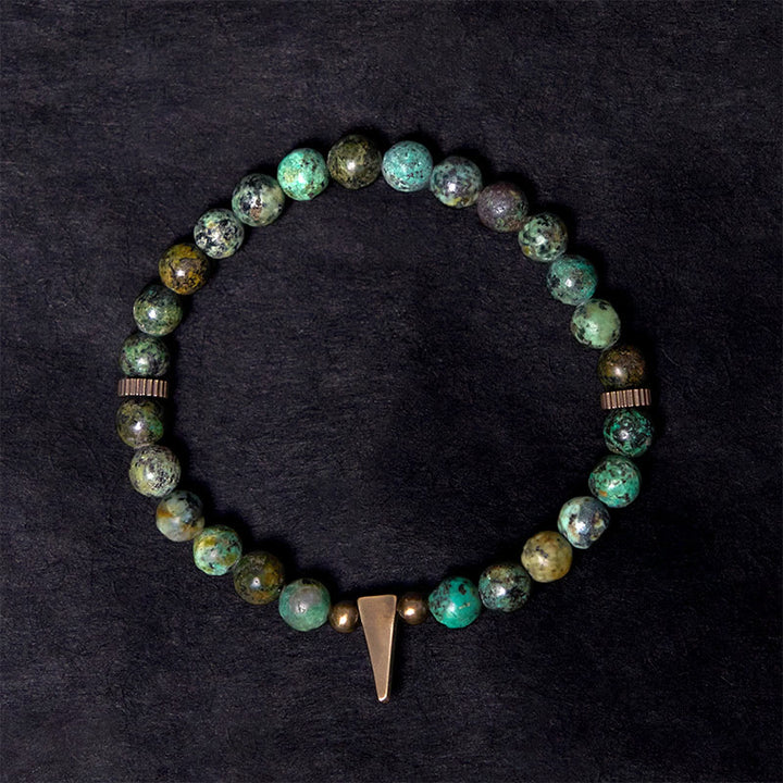 Bracelet d'équilibre en cuivre turquoise et Buddha Stones, design vintage vieilli