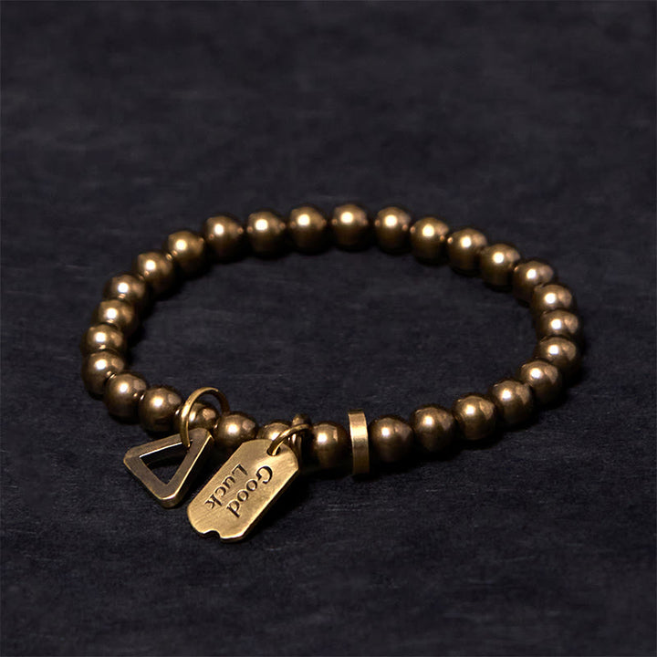 Bracelet porte-bonheur rétro en cuivre pur et laiton avec Buddha Stones