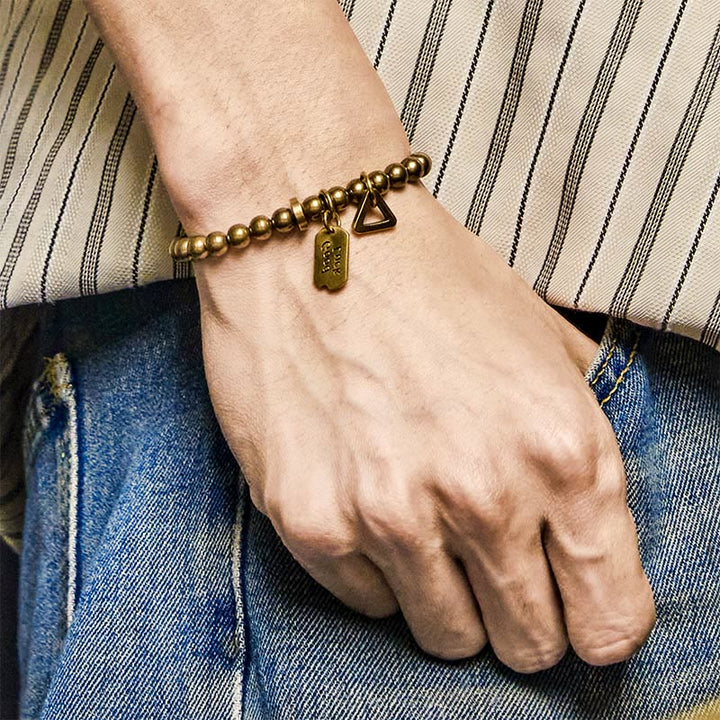 Bracelet porte-bonheur rétro en cuivre pur et laiton avec Buddha Stones
