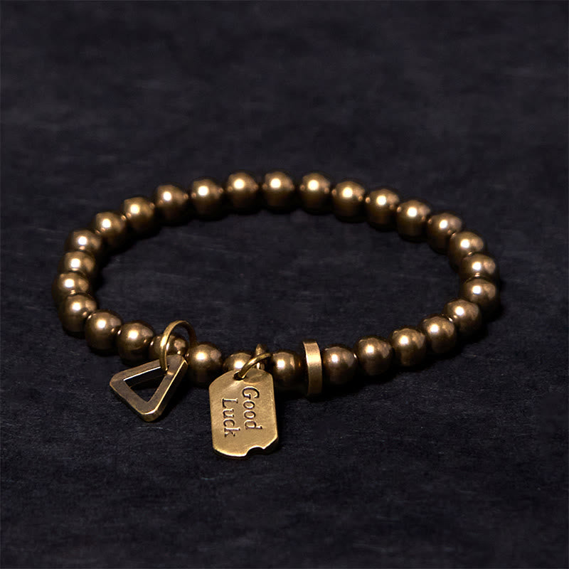 Bracelet porte-bonheur rétro en cuivre pur et laiton avec Buddha Stones
