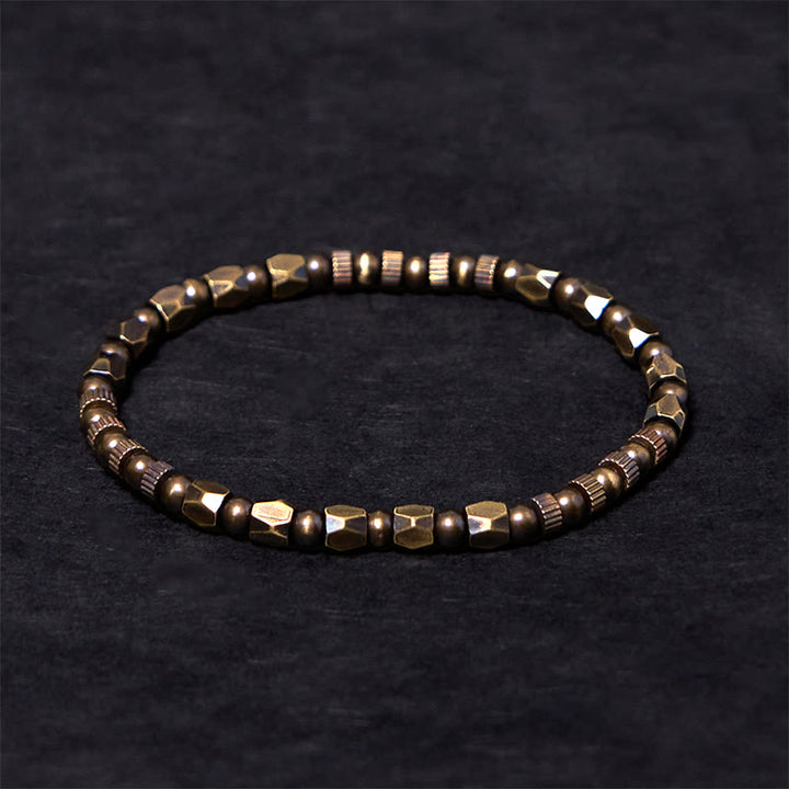 Bracelet porte-bonheur en cuivre et laiton, style rétro, effet vieilli et irrégulier, Buddha Stones