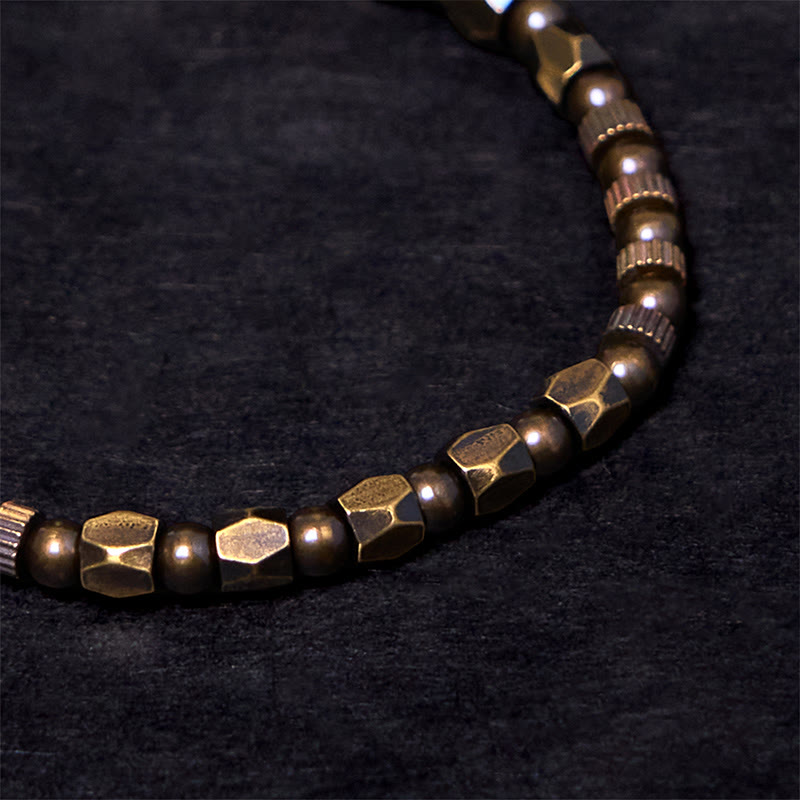 Bracelet porte-bonheur en cuivre et laiton, style rétro, effet vieilli et irrégulier, Buddha Stones