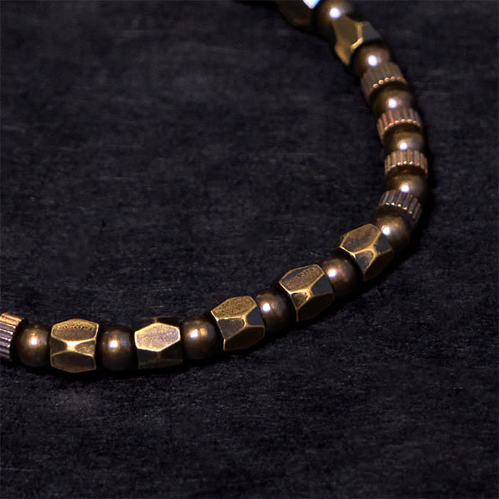 Bracelet porte-bonheur en cuivre et laiton, style rétro, effet vieilli et irrégulier, Buddha Stones