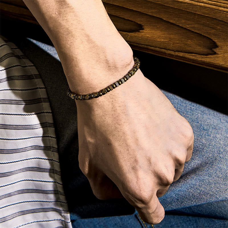 Bracelet porte-bonheur en cuivre et laiton, style rétro, effet vieilli et irrégulier, Buddha Stones