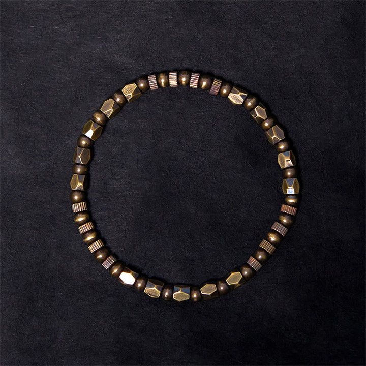 Bracelet porte-bonheur en cuivre et laiton, style rétro, effet vieilli et irrégulier, Buddha Stones