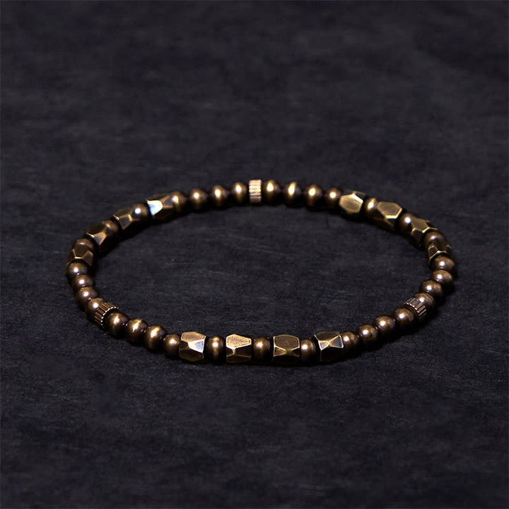 Bracelet de richesse en perles de cuivre et laiton, style vintage, effet vieilli et simple, Buddha Stones