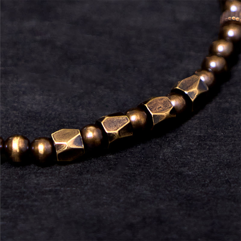 Bracelet de richesse en perles de cuivre et laiton, style vintage, effet vieilli et simple, Buddha Stones