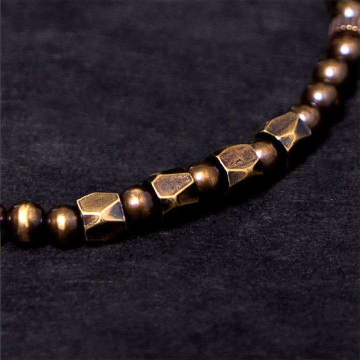 Bracelet de richesse en perles de cuivre et laiton, style vintage, effet vieilli et simple, Buddha Stones