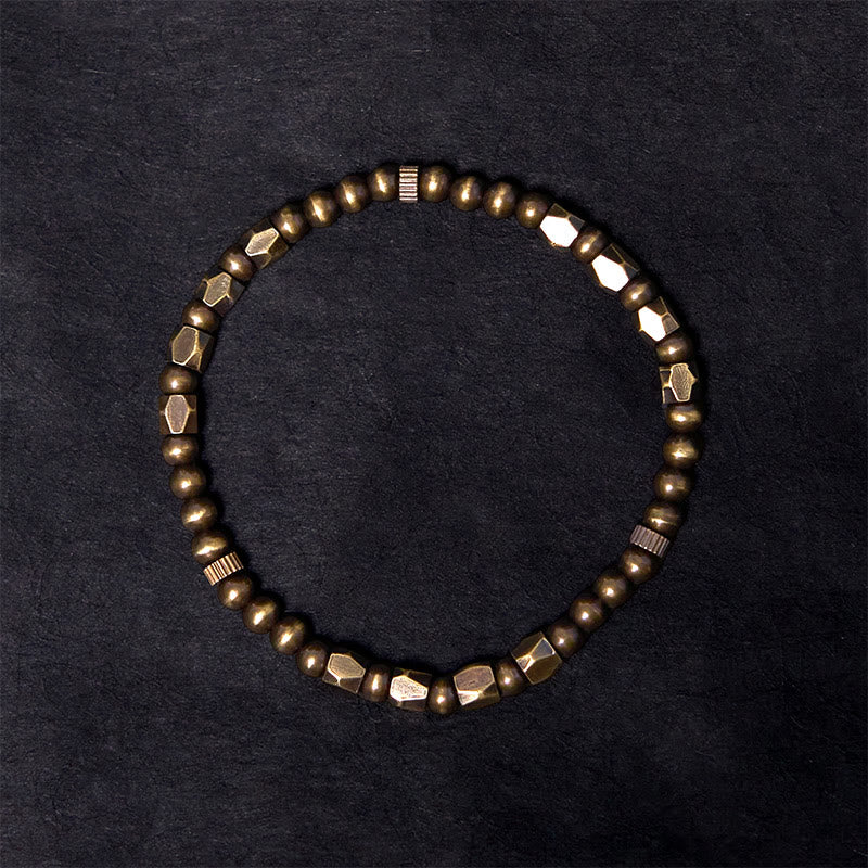 Bracelet de richesse en perles de cuivre et laiton, style vintage, effet vieilli et simple, Buddha Stones