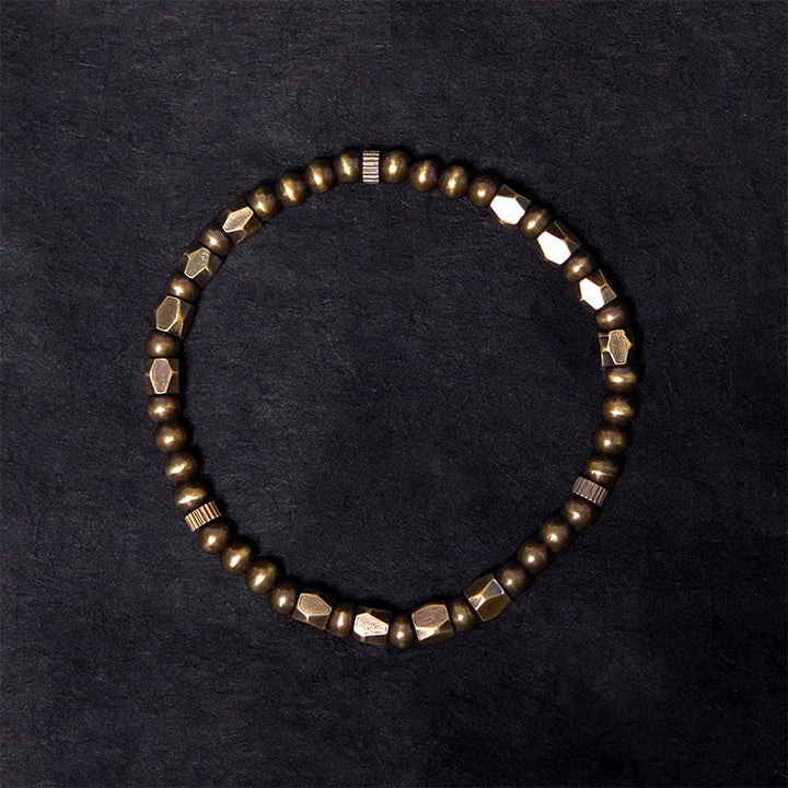 Bracelet de richesse en perles de cuivre et laiton, style vintage, effet vieilli et simple, Buddha Stones