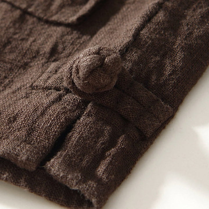 Chemise homme en coton et lin à manches longues et boutons, couleur Buddha Stones, avec poches - image 4