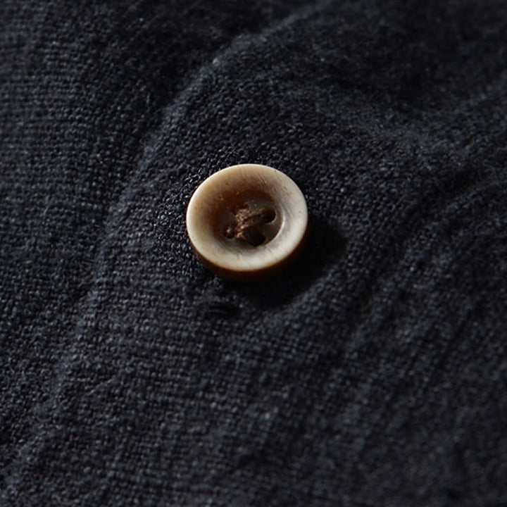 Chemise homme en coton et lin à manches longues et boutons, couleur Buddha Stones, avec poches - image 11