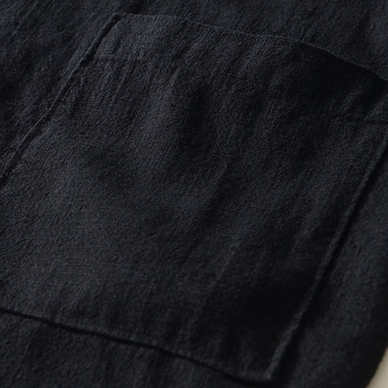 Chemise homme en coton et lin à manches longues et boutons, couleur Buddha Stones, avec poches - image 14