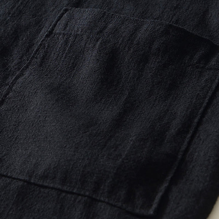 Chemise homme en coton et lin à manches longues et boutons, couleur Buddha Stones, avec poches - image 14