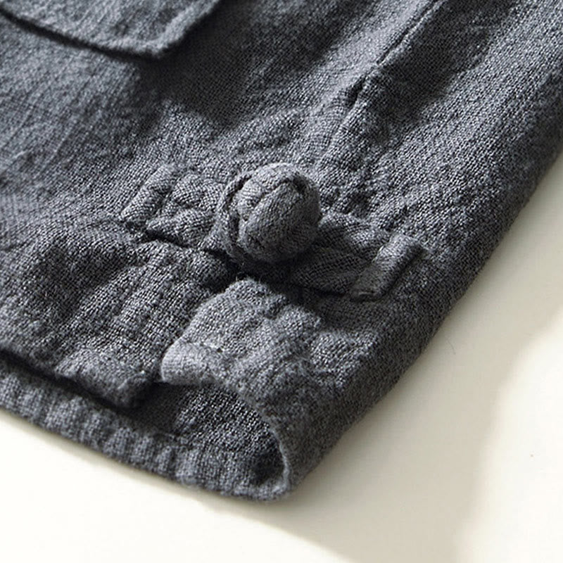 Chemise homme en coton et lin à manches longues et boutons, couleur Buddha Stones, avec poches - image 21