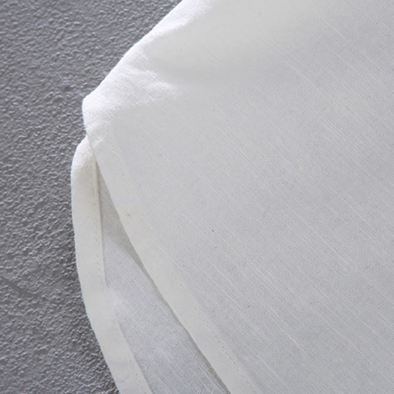 Chemise en lin à manches courtes et poches pour homme, motif Buddha Stones , couleur pure, col montant et demi-boutons - image 12