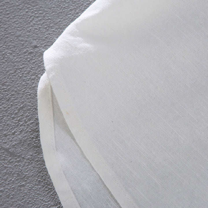 Chemise en lin à manches courtes et poches pour homme, motif Buddha Stones , couleur pure, col montant et demi-boutons - image 12