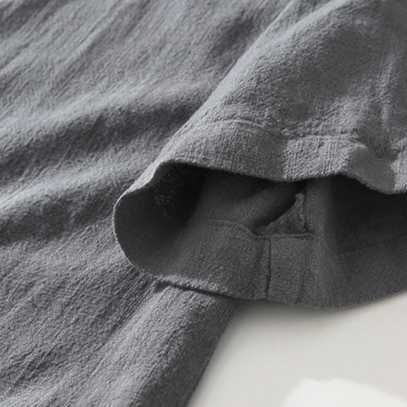 Chemise décontractée à manches courtes en coton et lin pour homme, avec boutons et poches, motif Buddha Stones - image 4