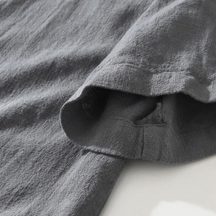 Chemise décontractée à manches courtes en coton et lin pour homme, avec boutons et poches, motif Buddha Stones - image 4