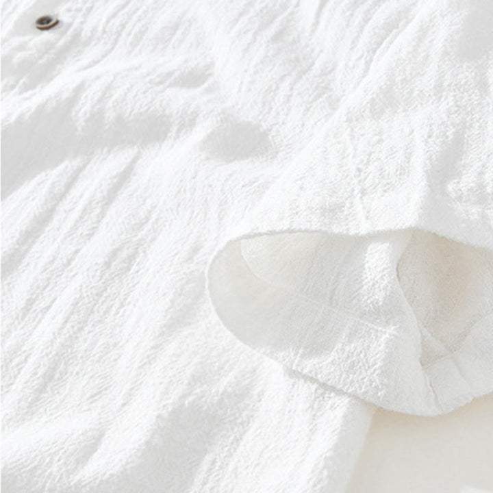 Chemise décontractée à manches courtes en coton et lin pour homme, avec boutons et poches, motif Buddha Stones - image 9