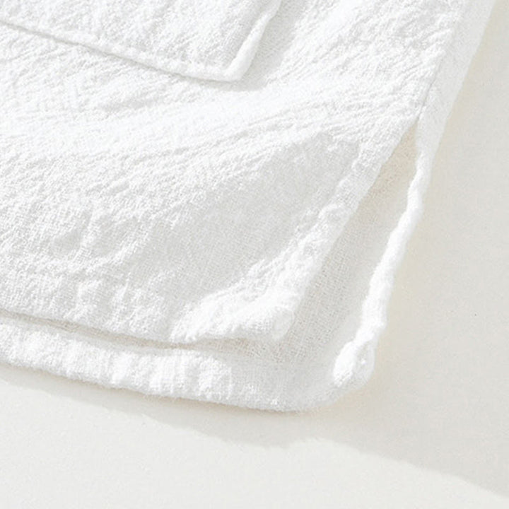 Chemise décontractée à manches courtes en coton et lin pour homme, avec boutons et poches, motif Buddha Stones - image 11