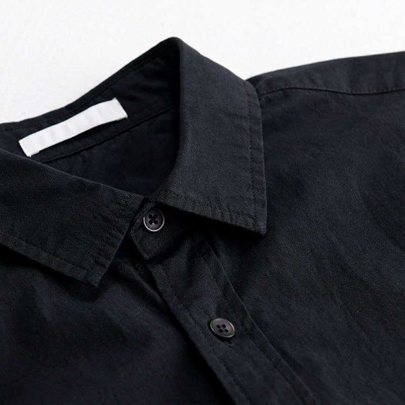 Chemise en coton à manches courtes et poche pour homme, motif flammes et broderie Buddha Stones - image 12