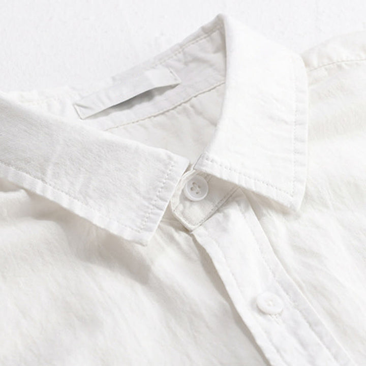 Chemise en coton à manches courtes et poche pour homme, motif flammes et broderie Buddha Stones - image 4