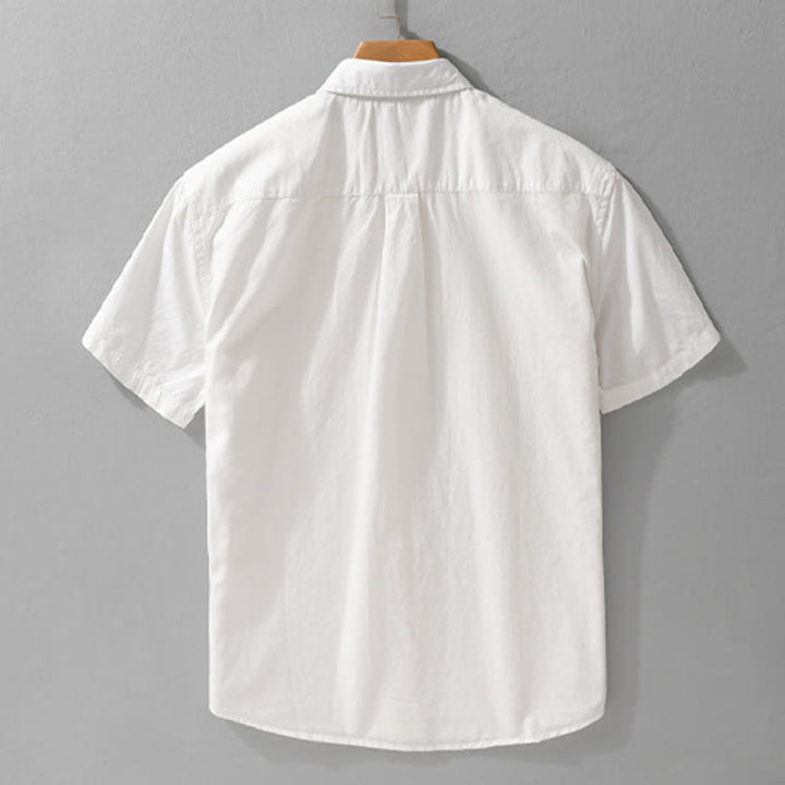 Chemise en coton à manches courtes et poche pour homme, motif flammes et broderie Buddha Stones - image 2