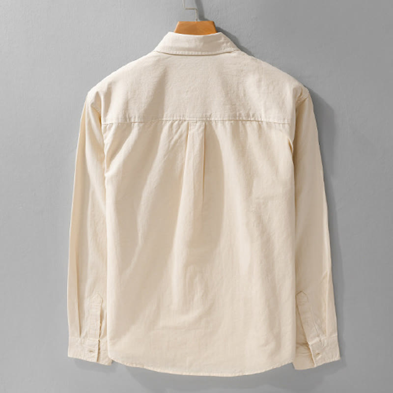Chemise en coton à manches longues et poche pour homme, motif patchwork contrasté, motif Buddha Stones Fall - image 1