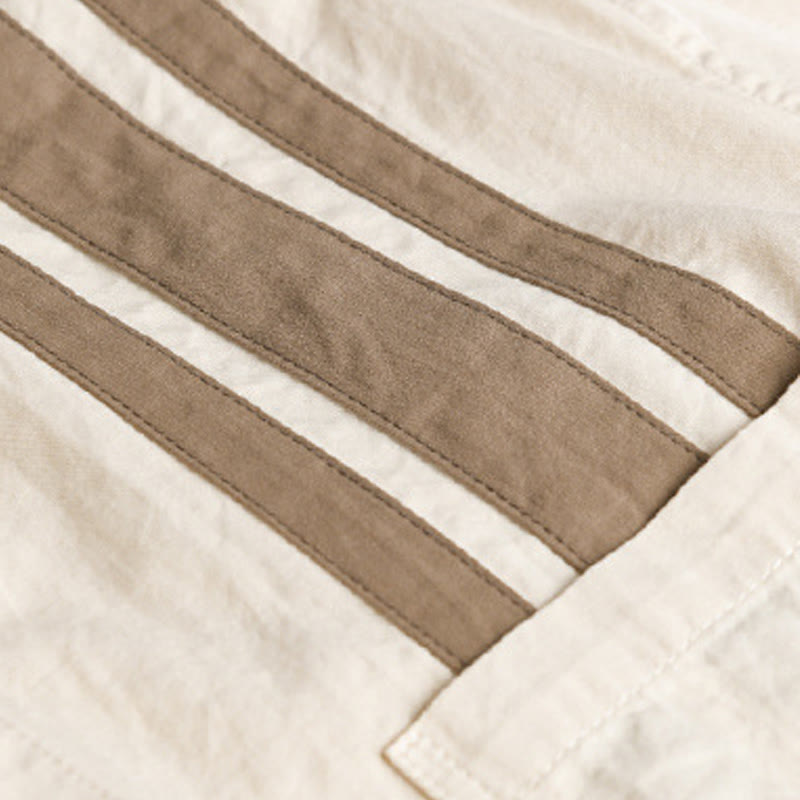 Chemise en coton à manches longues et poche pour homme, motif patchwork contrasté, motif Buddha Stones Fall - image 3