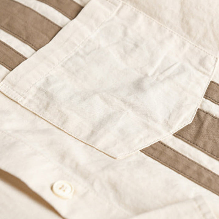 Chemise en coton à manches longues et poche pour homme, motif patchwork contrasté, motif Buddha Stones Fall - image 6