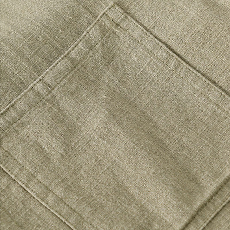 Chemise à manches longues en coton et lin pour homme, motif Buddha Stones, couleur unie, revers, avec poche - image 30