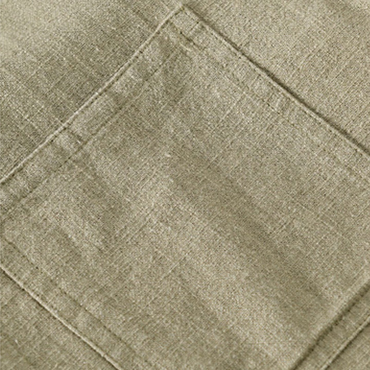 Chemise à manches longues en coton et lin pour homme, motif Buddha Stones, couleur unie, revers, avec poche - image 30